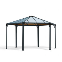 Monaco Hexagonal Garden Gazebo Polycarbonate - L450 x W390 x H289.5 cm - Grey