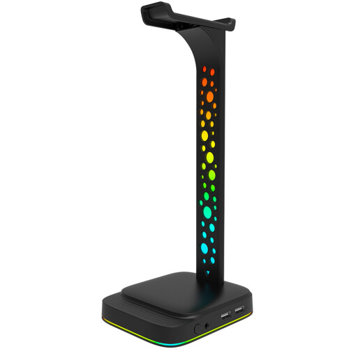 3Stk Gaming Kopfhoerer Rgb Mit USB Ladestation Schwarz Robust
