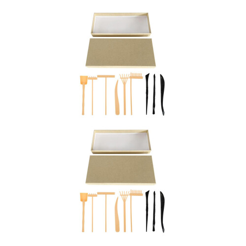 2Ensembles Outils Mini Râteau Zen DIY Plastique Pour Décor De Table 2