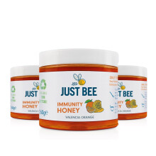 Just Bee Orange Immunity Honey Multipack, Orange Flavoured Honey with Vitamins for Daily Immune Support including Vitamin D, C, B6, B12, Echinacea (3
