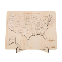 Carte Puzzle États-Unis Bois Clair Pour Apprentissage