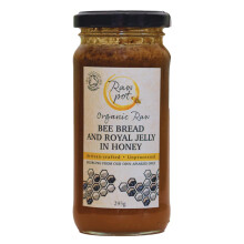 RAW POT - ORGANIC RAW BEE BREAD AND ROYAL JELLY IN HONEY - Natural Pure Unpasteurised Honey with Antioxidants & Phytonutrients for Immunity, Detox,
