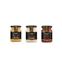 La Rustichella - Truffle Dip Sauces Set - Black Truffle Sauces: Ketchup 100gr, Mayonnaise 90gr, Sweet Honey Mustard 100gr