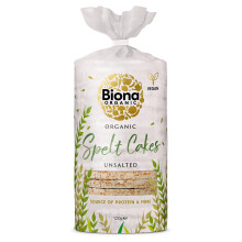 Biona Organic Unsalted Spelt Cakes 120g, Pack of 12-100% Organic Spelt - Source of Fibre - Vegan Snacks and Treats