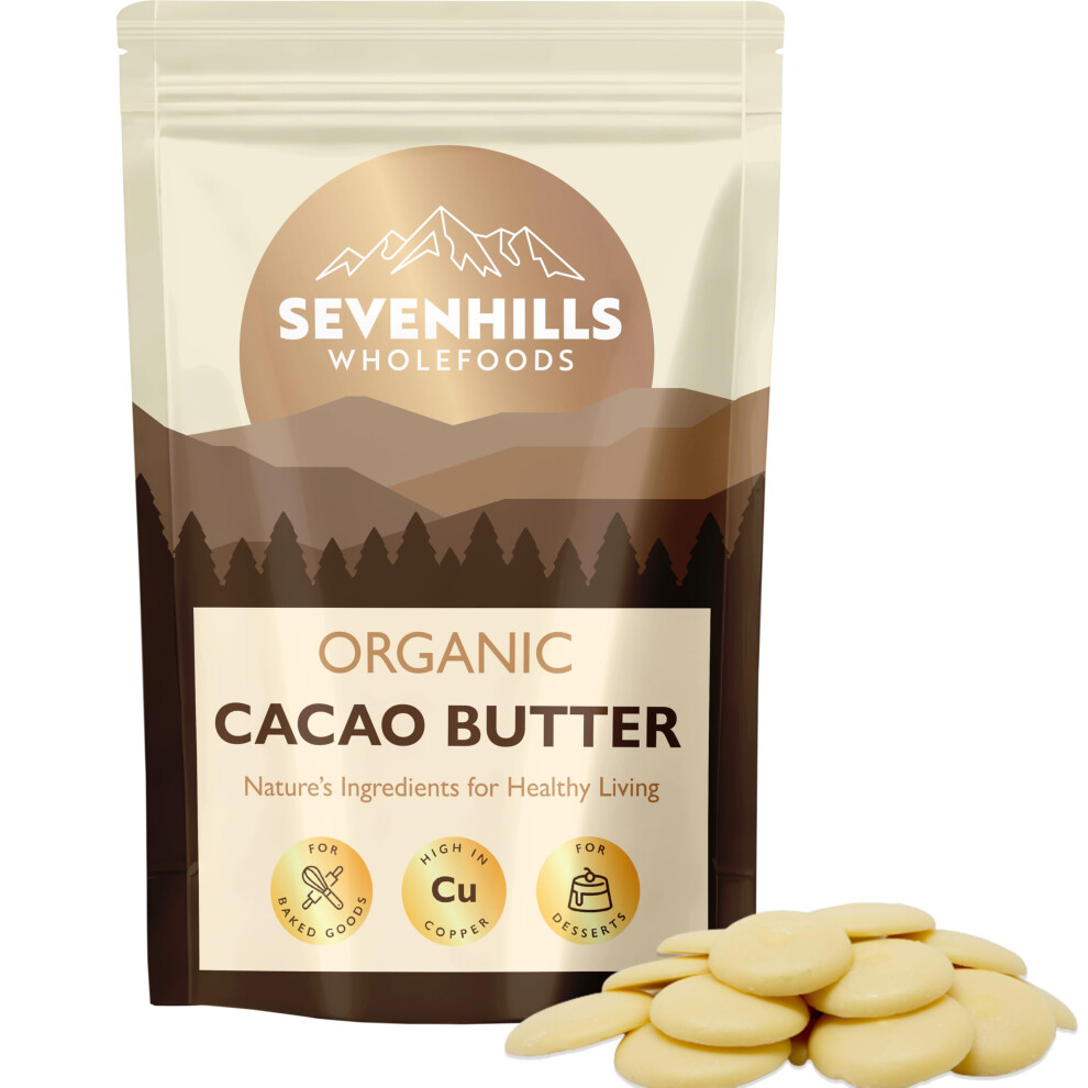 Sevenhills Wholefoods Organic Cacao Butter, Rounds 500G, For Culinary And Beauty Uses