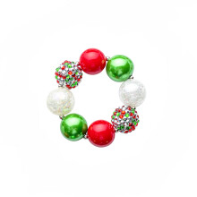 2Pièces Collier Perles Vert Épaisses Bijoux Fille Et Bracelet Tendance