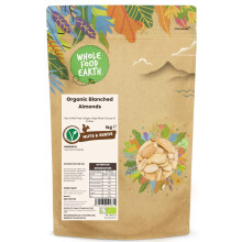 Wholefood Earth Organic Blanched Almonds ? 1 kg | Raw | GMO Free | Vegan | High Fibre | Source of Protein | Certified Organic