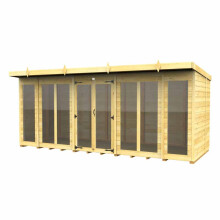 16ft x 6ft Pent Summer House (Full Height Window) - Wood - L178 x W474 x H201 cm