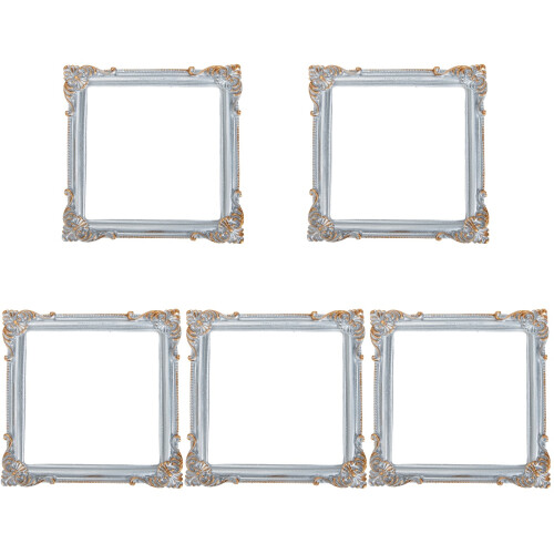 5Pcs Retro Silver Resin Photo Frame Props Decorative Jewelry Display 2