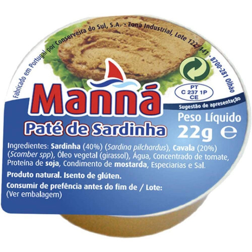 Manna , Pate de Sardina - Sardin Paste , 24 x 22gr