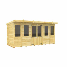 14ft x 7ft Pent Summer House - Wood - L214 x W417 x H201 cm