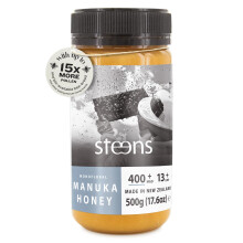 Steens Manuka Honey - MGO 400+ - Pure & Raw 100% Certified UMF 13+ Manuka Honey - Bottled and Sealed in New Zealand - 500g