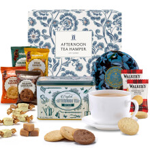 Hattie?s Gifts Afternoon Tea Hamper Valentines Gifts for Her & Him ? English Garden Tea Tin, Clotted Cream Fudge & Shortbread Biscuits | Luxury Food