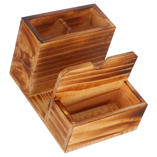 2Pcs Wooden Utensil Organizer Holder Multipurpose Kitchen Storage Box