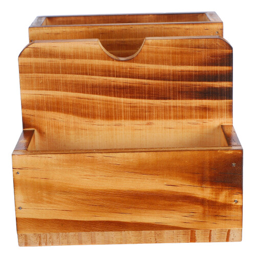 2Pcs Wooden Utensil Organizer Holder Multipurpose Kitchen Storage Box 2
