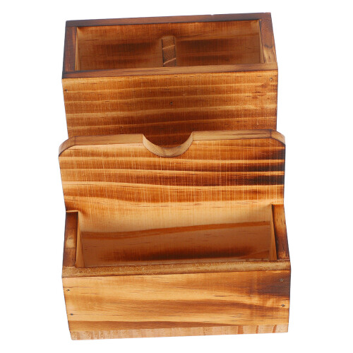 2Pcs Wooden Utensil Organizer Holder Multipurpose Kitchen Storage Box 1
