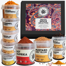 Nature Kitchen Indian Spice Box ? 9 Essential Spices in Airtight Jars | Garam Masala, Cumin, Turmeric, Chilli, More | Gift Set for Curry Lovers & Home