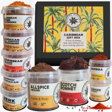 Nature Kitchen Caribbean Spice Gift Set, 9x Gourmet Seasoning & Herb Pots with Recipe Card, Includes Jerk, Jammin? Jamaican, Scotch Bonnet, Caribbean
