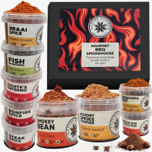 Nature Kitchen Gourmet BBQ Smokehouse Seasoning Gift Set 9x BBQ Spice Meat Rub Set. Novelty Gifts for BBQ and Cooking Lovers. Perfect Food Accessories