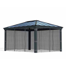 Net Curtain Set for Dallas 12 x 16 Gazebo - Polyester - L212 x W440 cm - Dark Grey (Gazebo Not Included)