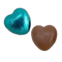 Italian Options Milk Chocolate Hearts, 500 grams approx 83 Pieces, Teal Foil