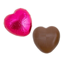 Italian Options Milk Chocolate Hearts, 500 grams approx 83 Pieces, Hot Pink Foil