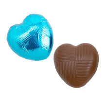 Italian Options Milk Chocolate Hearts, 1 KG approx 166 Pieces, Turquoise Foil