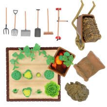 2Sets Mini Landschapsgereedschap En Groenteveld Model Voor Decoratie