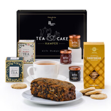 Afternoon Tea Hamper with Cake ? Hattie?s Gifts Breakfast & Afternoon Tea Selection Gift Set, Genoa Fruit Cake, Shortbread & Jams ? Luxury Food Gifts
