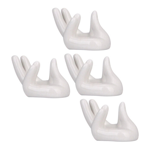 20St Draagbare Keramische Ocarina Houder Wit Handvormig Stevig Display 1