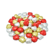 Wyeland Confectionery Gold, Red, and Silver Luxury Milk Chocolate Hearts Foil-Wrapped - Pack of 50 - For Wedding Favours and Mothers Day