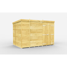 10 x 6 Feet Pent Shed - Double Door Without Windows - Wood - L178 x W302 x H201 cm