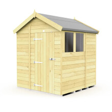 6 x 6 Feet Apex Shed - Single Door With Windows - Wood - L187 x W175 x H217 cm