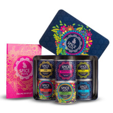 Spice Pots Indian Spice Gift Set with Easy-to-Follow Recipe Book | Indian Curry Powder | 6 Spice Mixes & 35 Recipes | For Home Cooking & Food Lovers |