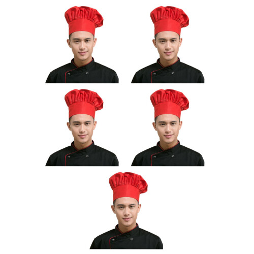 5St Polyester Hoed Paddenstoel Keuken Kookmuts Unisex 2