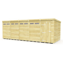 20 x 8 Feet Pent Security Shed - Single Door - Wood - L231 x W589 x H201 cm