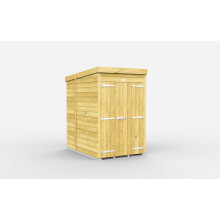 4 x 6 Feet Pent Shed - Double Door Without Windows - Wood - L178 x W127 x H201 cm