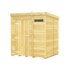 6 x 5 Feet Pent Security Shed - Single Door - Wood - L147 x W185 x H201 cm