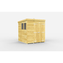 6 x 6 Feet Pent Shed - Double Door With Windows - Wood - L178 x W185 x H201 cm