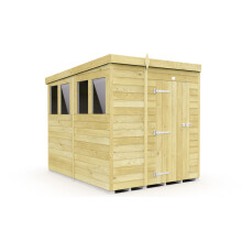 6 x 8 Feet Pent Shed - Single Door With Windows - Wood - L231 x W185 x H201 cm