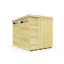 6 x 8 Feet Pent Security Shed - Double Door - Wood - L231 x W185 x H201 cm