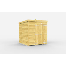 7 x 6 Feet Pent Shed - Double Door Without Windows - Wood - L178 x W214 x H201 cm