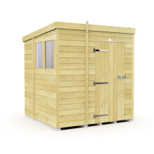 7 x 7 Feet Pent Shed - Single Door With Windows - Wood - L214 x W214 x H201 cm