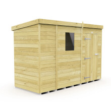 9 x 4 Feet Pent Shed - Single Door With Windows - Wood - L118 x W276 x H201 cm