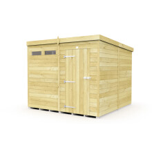 8 x 8 Feet Pent Security Shed - Single Door - Wood - L231 x W243 x H201 cm