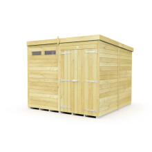 8 x 8 Feet Pent Security Shed - Double Door - Wood - L231 x W243 x H201 cm
