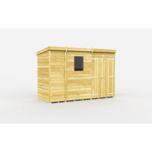 9 x 4 Feet Pent Shed - Double Door With Windows - Wood - L118 x W276 x H201 cm