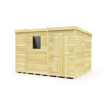 9 x 8 Feet Pent Shed - Single Door With Windows - Wood - L231 x W276 x H201 cm