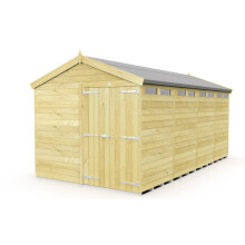 8 x 16 Feet Apex Security Shed - Double Door - Wood - L472 x W231 x H217 cm