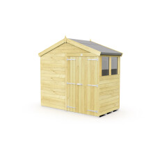 8 x 4 Feet Apex Shed - Double Door With Windows - Wood - L127 x W231 x H217 cm